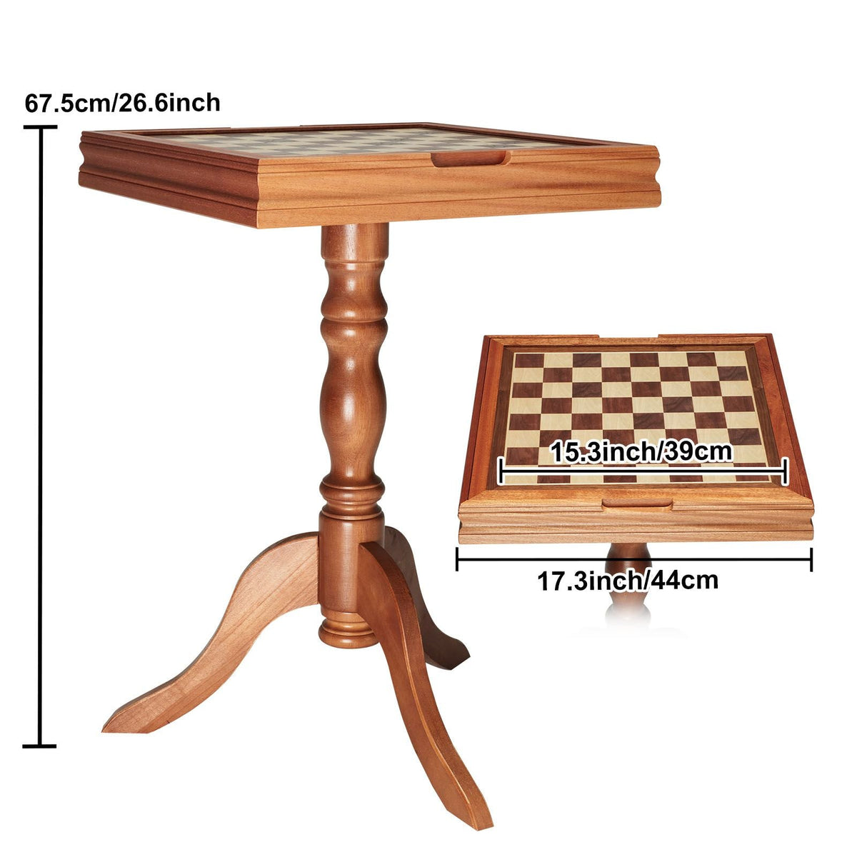 3-IN-1 Chess Checkers Backgammon Table Set, 18 Inch Premium Wooden Chess Table, Deluxe Combo Game Table Furniture Set, Chess Set Board Game Gift for Family Board Games