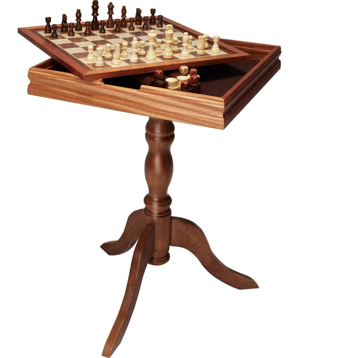 3-IN-1 Chess Checkers Backgammon Table Set, 18 Inch Premium Wooden Chess Table, Deluxe Combo Game Table Furniture Set, Chess Set Board Game Gift for Family Board Games