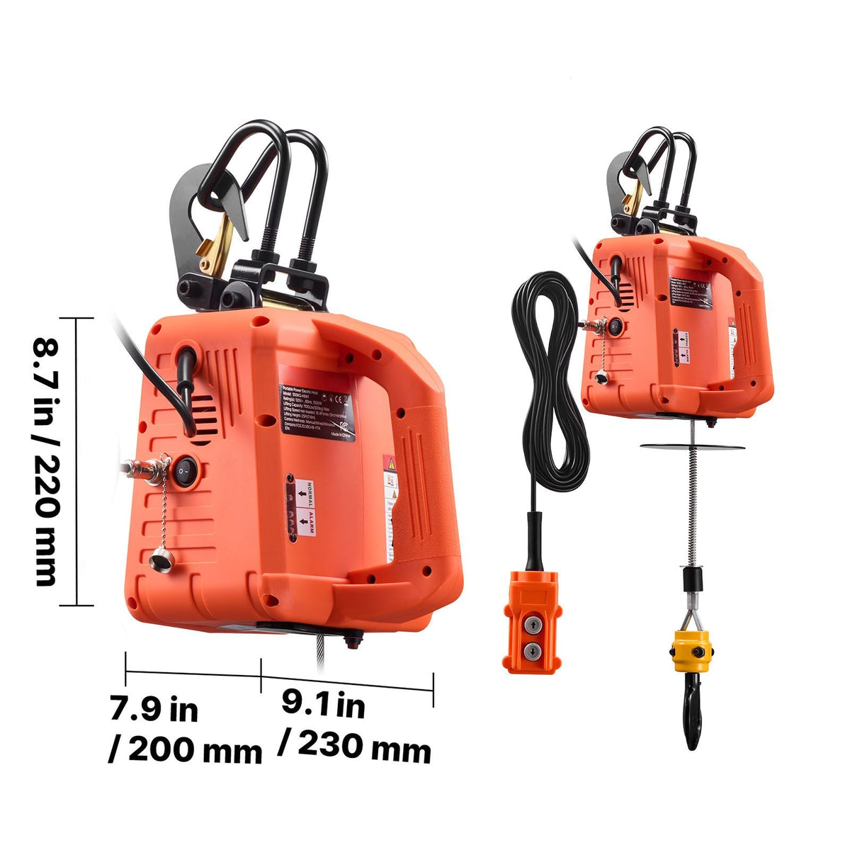 3-in-1 Electric Hoist Winch, 1100 lbs Capacity, 1500W Portable Electric Power Winch, 25 ft Lifting Height, 16.4 ft/min with Manual, Wired & Wireless Remote Control for Factory, Warehouss, Garage