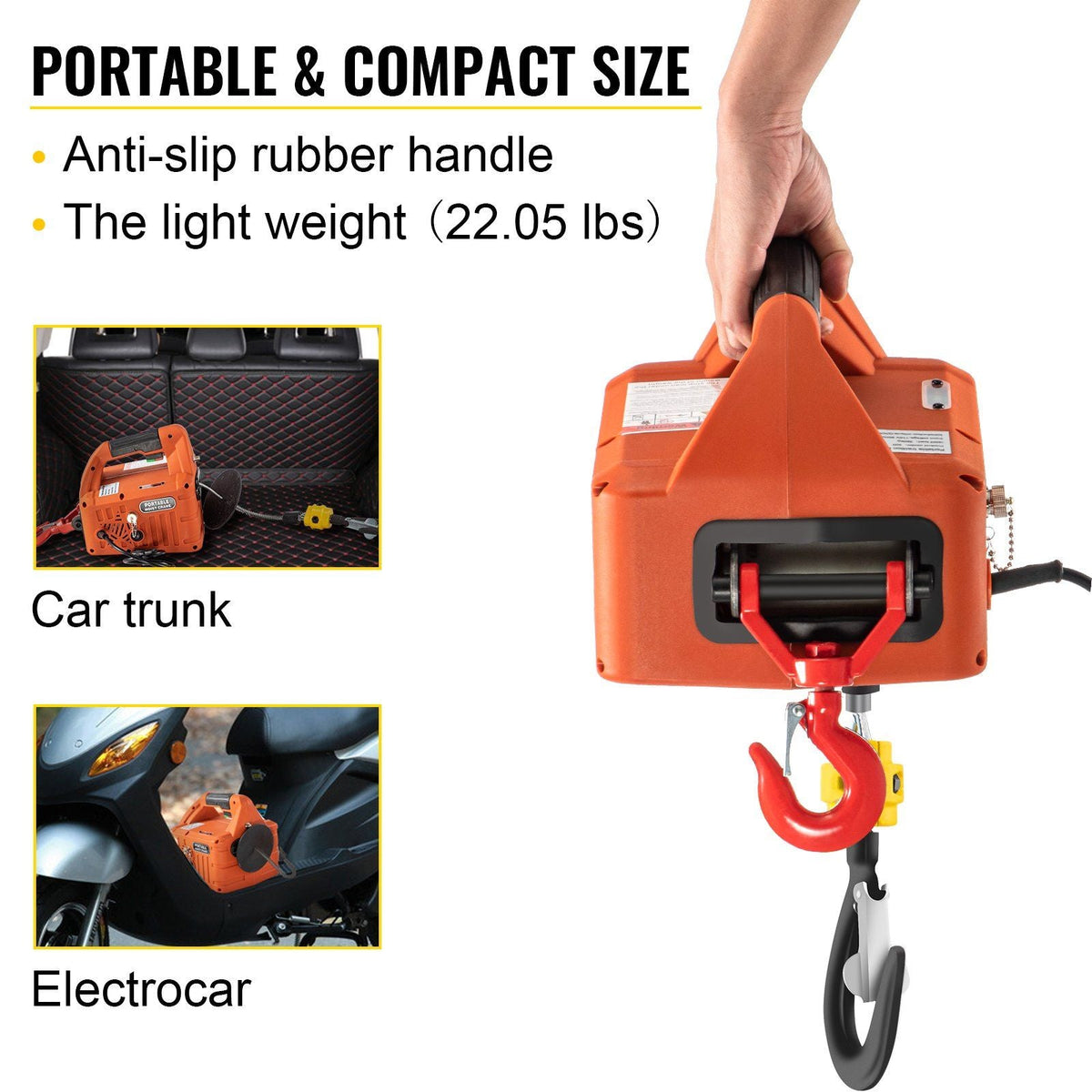 3-in-1 Electric Hoist Winch, 1100lbs Portable Electric Winch, 110V Power Winch Crane, 25ft Lifting Height, with Wire, Wireless, Manual Remote Control, Overload Protection for Lifting Towing