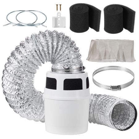 3-in-1 Indoor Dryer Vent Kit, with Bucket for Electric Dryer with 4-Inch by 5-Feet Extendable Exhaust Hose, Premium Quality & Light Weight & No Extra Accessories Required for Apartments, RVs