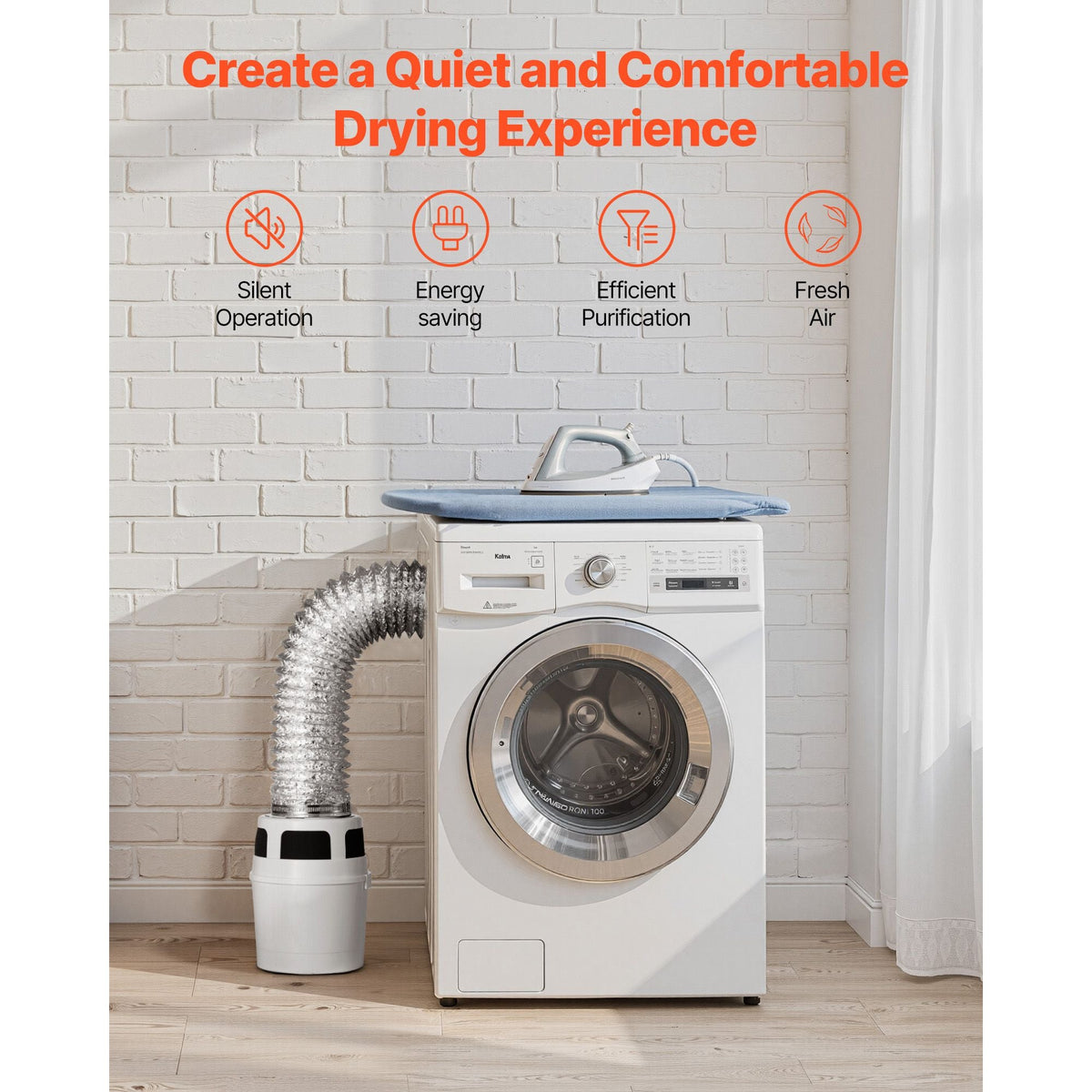 3-in-1 Indoor Dryer Vent Kit, with Bucket for Electric Dryer with 4-Inch by 5-Feet Extendable Exhaust Hose, Premium Quality & Light Weight & No Extra Accessories Required for Apartments, RVs