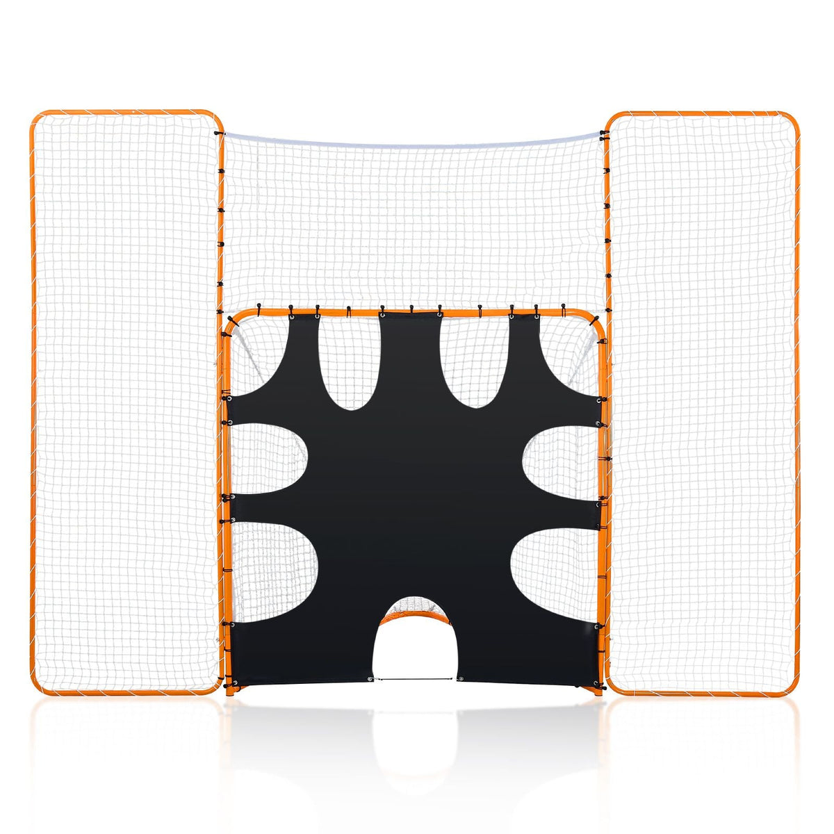 3-IN-1 Lacrosse Goal, 12x9 ft Lacrosse Net with Backstop and Target, Quick & Easy Setup Backyard Rebounder Equipment, Steel Frame Training Nets, Suitable for Youth Adult Training, Orange