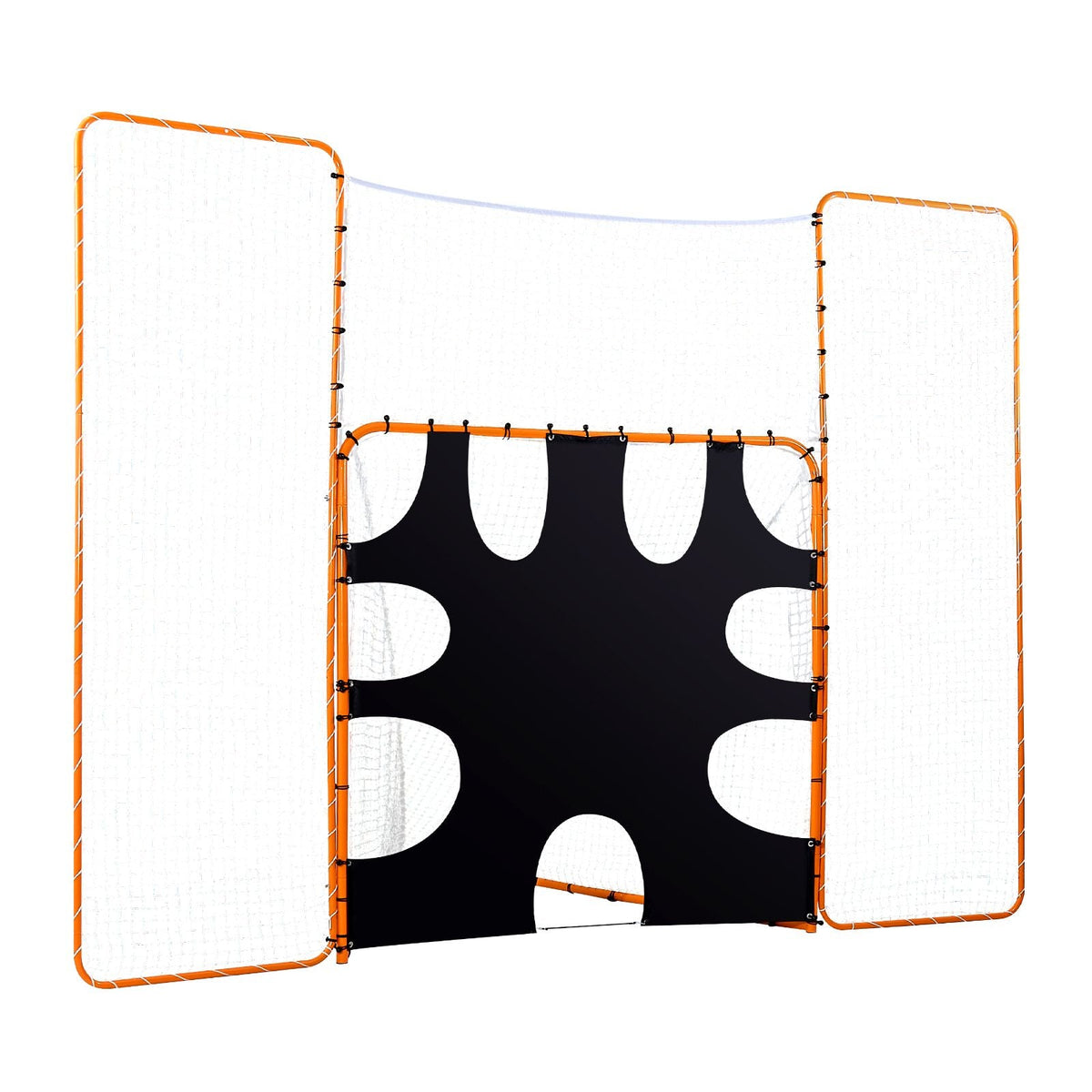 3-IN-1 Lacrosse Goal, 12x9 ft Lacrosse Net with Backstop and Target, Quick & Easy Setup Backyard Rebounder Equipment, Steel Frame Training Nets, Suitable for Youth Adult Training, Orange