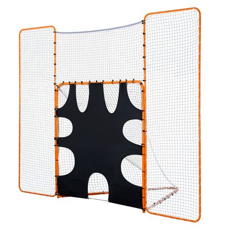 3-IN-1 Lacrosse Goal, 12x9 ft Lacrosse Net with Backstop and Target, Quick & Easy Setup Backyard Rebounder Equipment, Steel Frame Training Nets, Suitable for Youth Adult Training, Orange