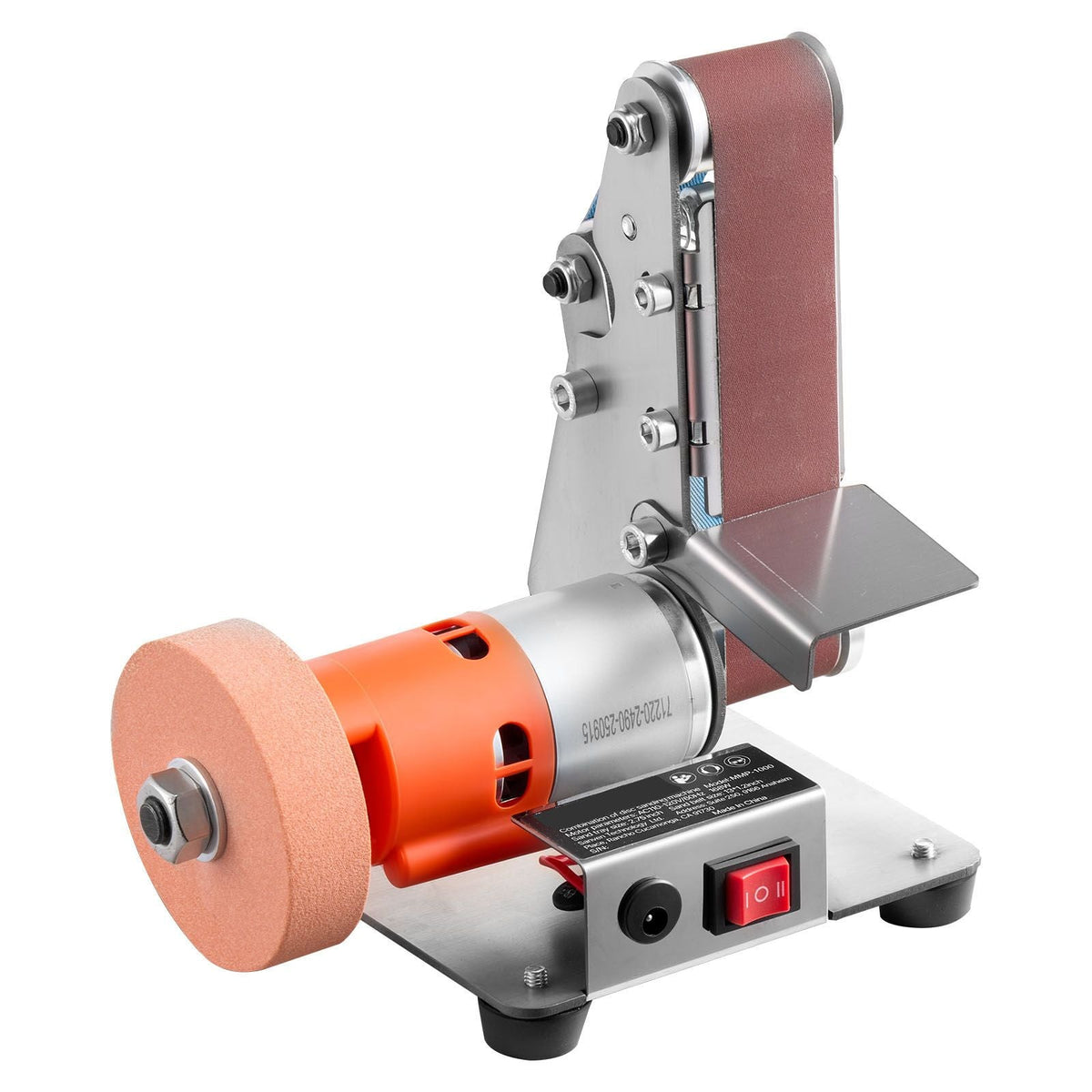 3-in-1 Mini Belt Sander, 13" x 1.2" Sanding Belt, 2.75" Grinding & Polishing Wheel Combo, 7-Speed Adjustable with Forward/Reverse Control for Woodworking, Jewelry Making, Knife Sharpening