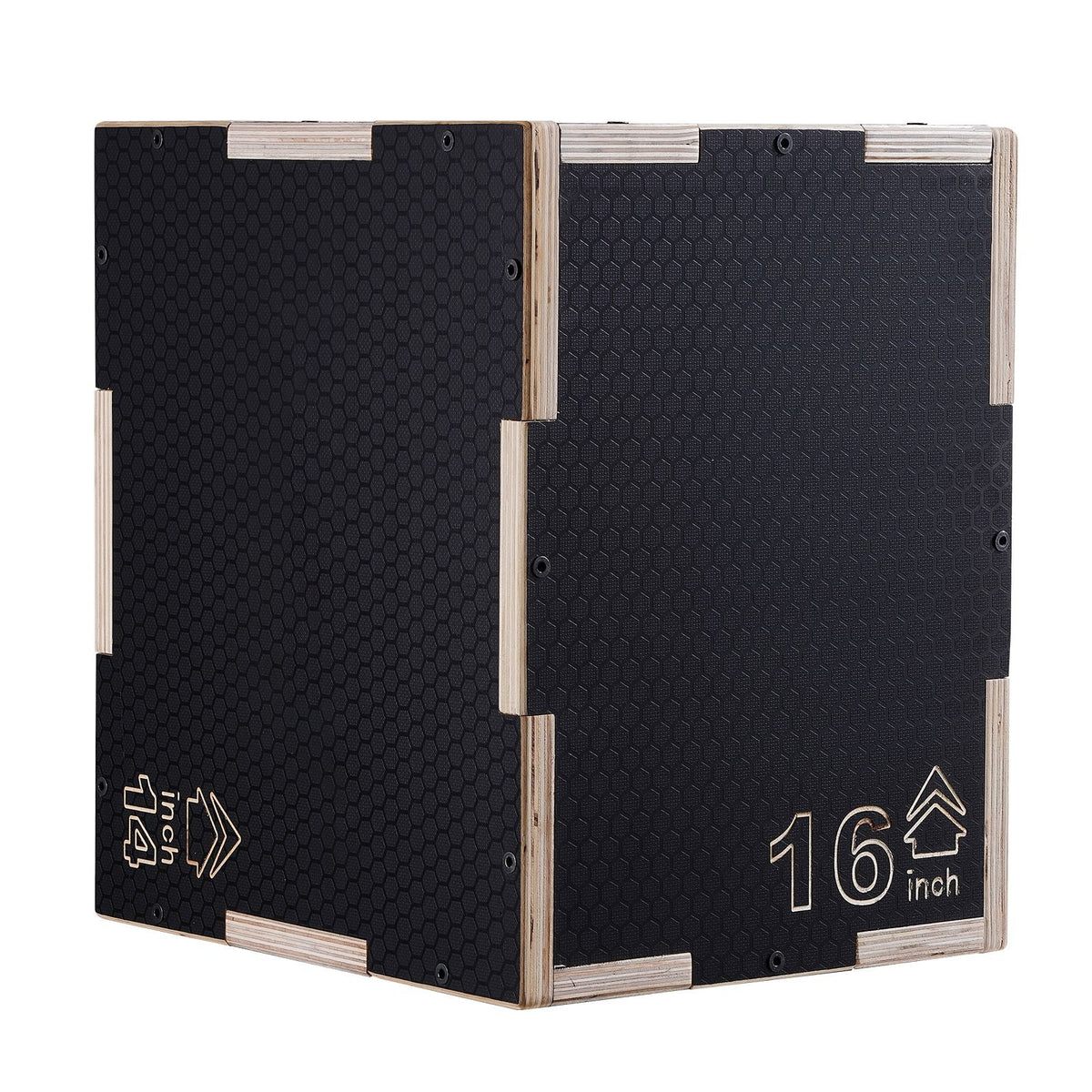 3 in 1 Plyometric Jump Box, 16/14/12 Inch Wooden Plyo Box, Platform & Jumping Agility Box, Anti-Slip Fitness Exercise Step Up Box for Home Gym Training, Conditioning Strength Training, Black