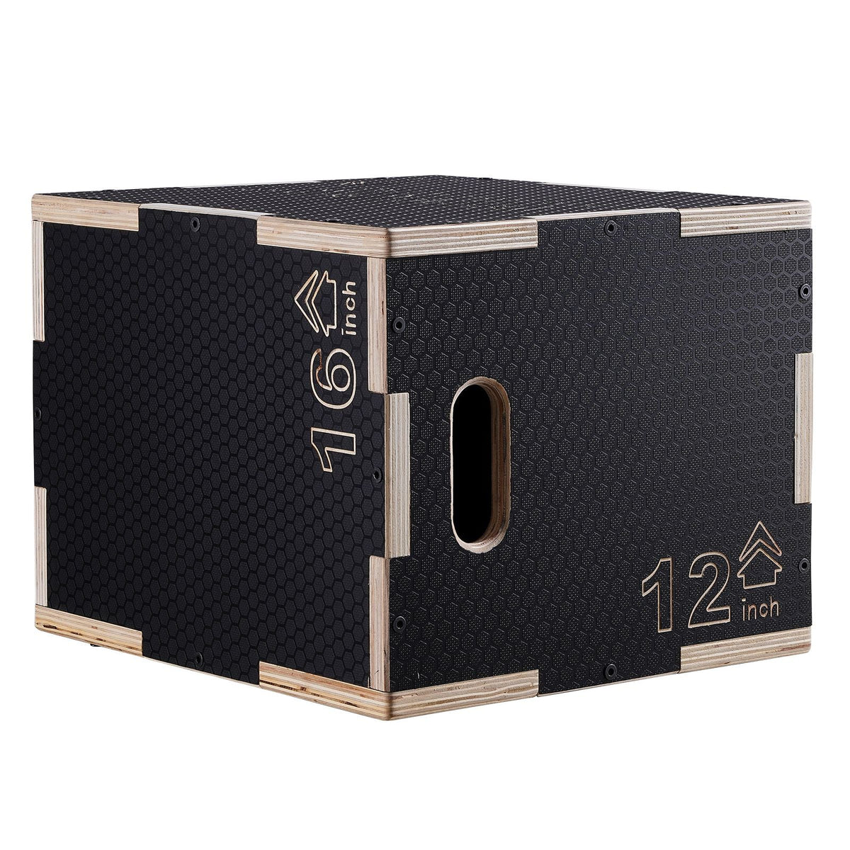 3 in 1 Plyometric Jump Box, 16/14/12 Inch Wooden Plyo Box, Platform & Jumping Agility Box, Anti-Slip Fitness Exercise Step Up Box for Home Gym Training, Conditioning Strength Training, Black