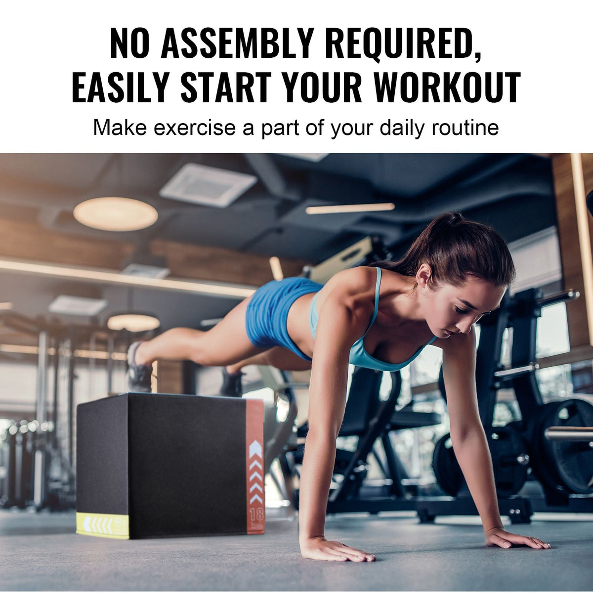 3 in 1 Plyometric Jump Box, 20/18/16 Inch Cotton Plyo Box, Platform & Jumping Agility Box, Anti-Slip Fitness Exercise Step Up Box for Home Gym Training, Conditioning Strength Training, Black