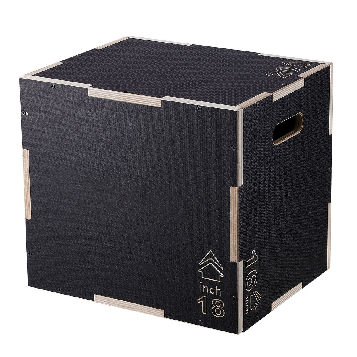 3 in 1 Plyometric Jump Box, 20/18/16 Inch Wooden Plyo Box, Platform & Jumping Agility Box, Anti-Slip Fitness Exercise Step Up Box for Home Gym Training, Conditioning Strength Training, Black