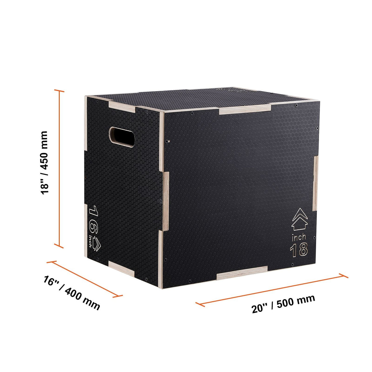 3 in 1 Plyometric Jump Box, 20/18/16 Inch Wooden Plyo Box, Platform & Jumping Agility Box, Anti-Slip Fitness Exercise Step Up Box for Home Gym Training, Conditioning Strength Training, Black
