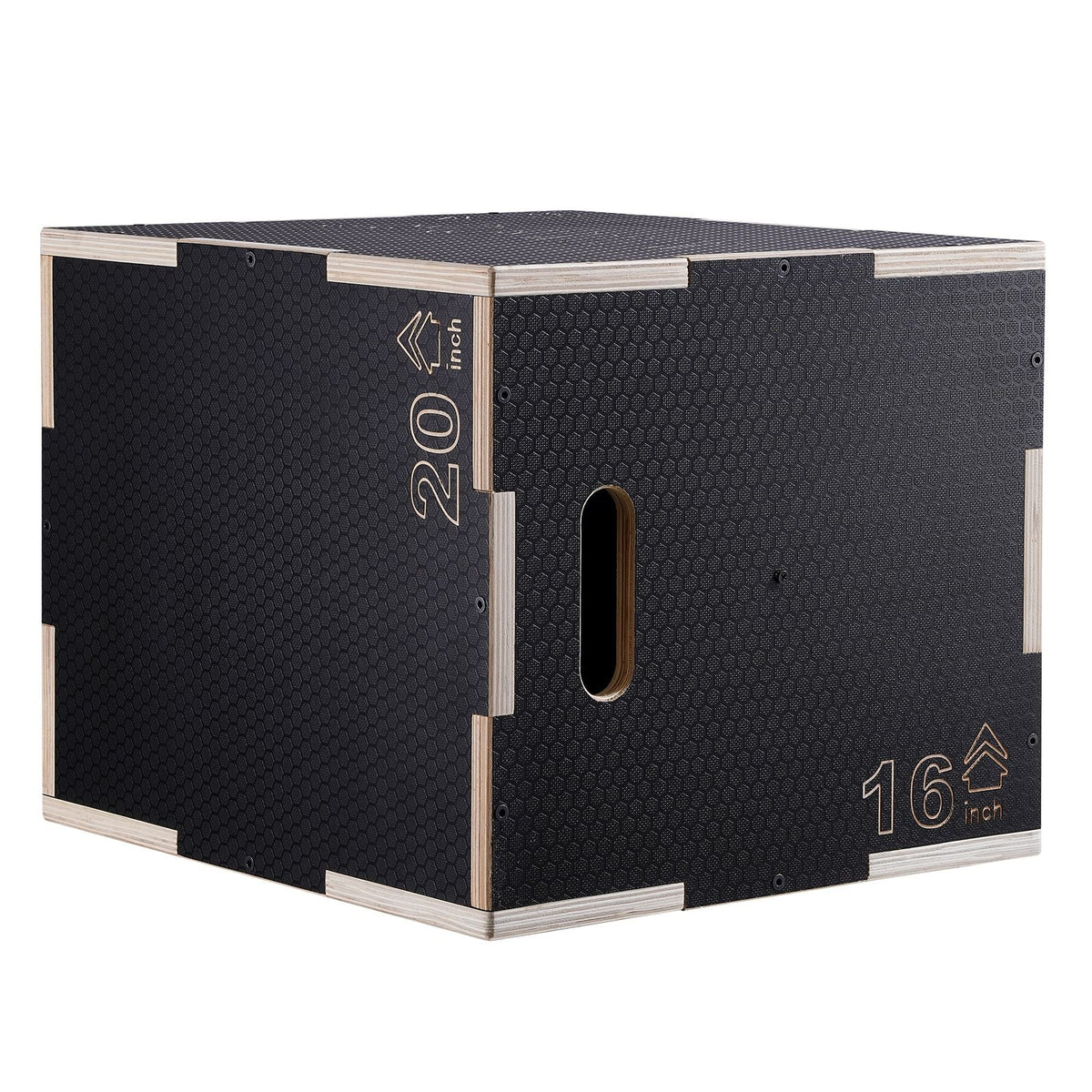 3 in 1 Plyometric Jump Box, 20/18/16 Inch Wooden Plyo Box, Platform & Jumping Agility Box, Anti-Slip Fitness Exercise Step Up Box for Home Gym Training, Conditioning Strength Training, Black