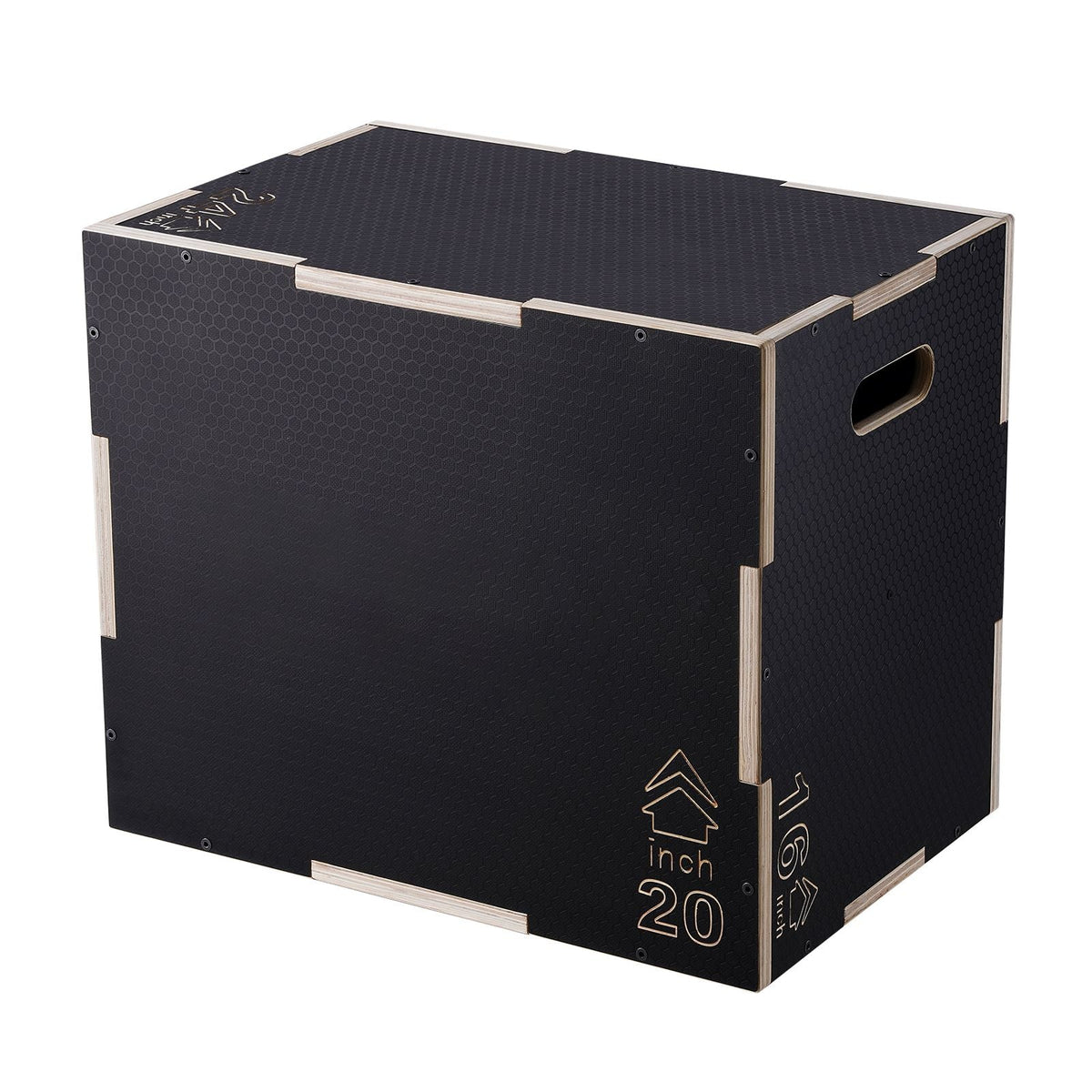 3 in 1 Plyometric Jump Box, 24/20/16 Inch Wooden Plyo Box, Platform & Jumping Agility Box, Anti-Slip Fitness Exercise Step Up Box for Home Gym Training, Conditioning Strength Training, Black