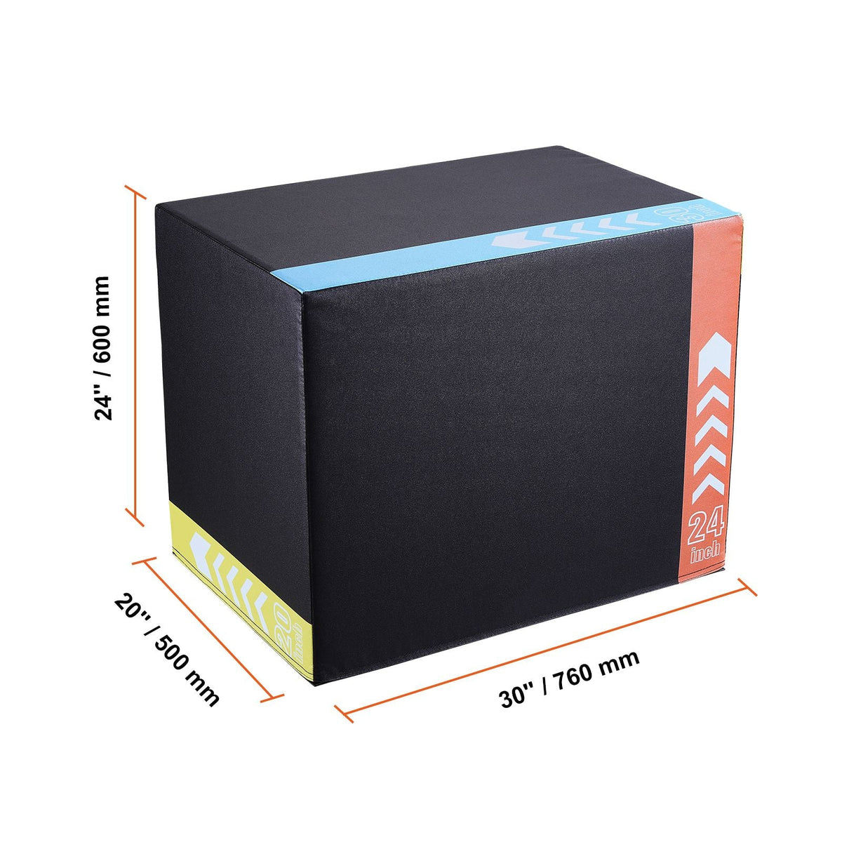 3 in 1 Plyometric Jump Box, 30/24/20 Inch Cotton Plyo Box, Platform & Jumping Agility Box, Anti-Slip Fitness Exercise Step Up Box for Home Gym Training, Conditioning Strength Training, Black
