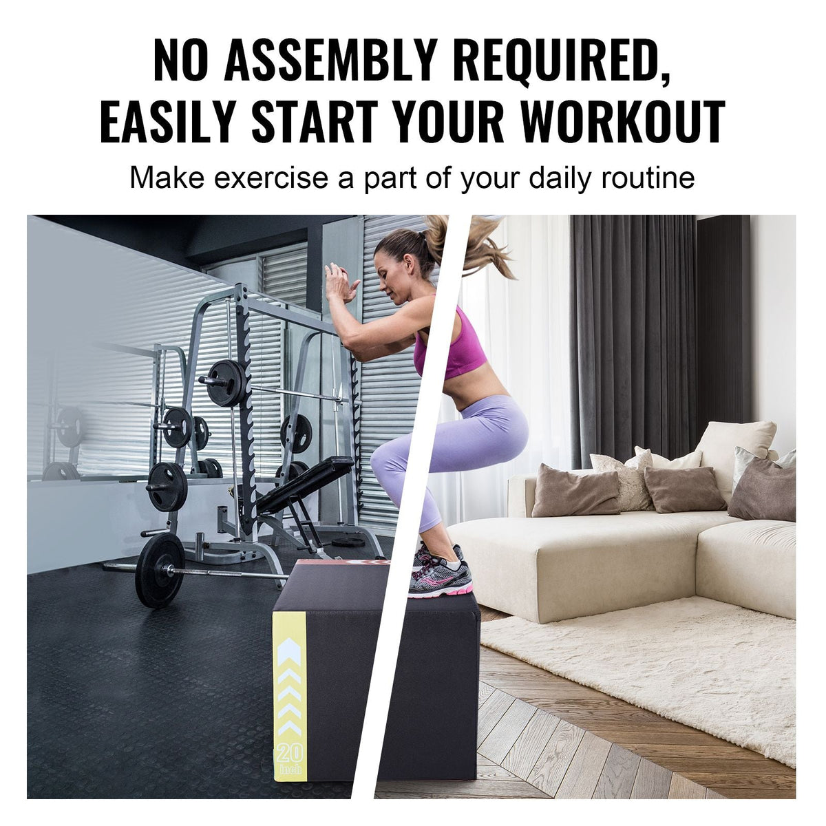 3 in 1 Plyometric Jump Box, 30/24/20 Inch Cotton Plyo Box, Platform & Jumping Agility Box, Anti-Slip Fitness Exercise Step Up Box for Home Gym Training, Conditioning Strength Training, Black