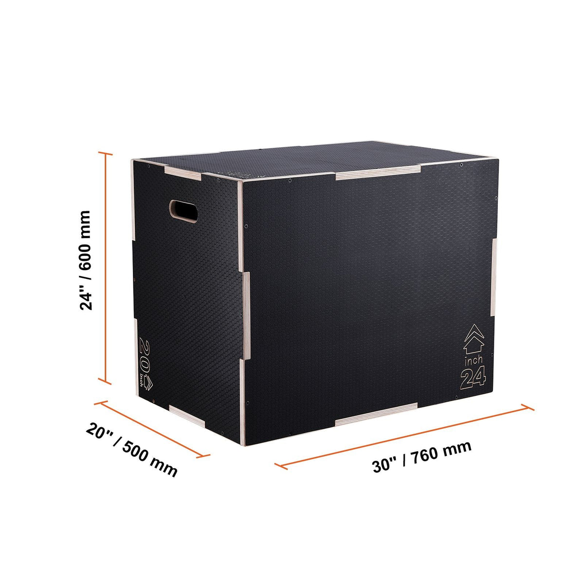 3 in 1 Plyometric Jump Box, 30/24/20 Inch Wooden Plyo Box, Platform & Jumping Agility Box, Anti-Slip Fitness Exercise Step Up Box for Home Gym Training, Conditioning Strength Training, Black