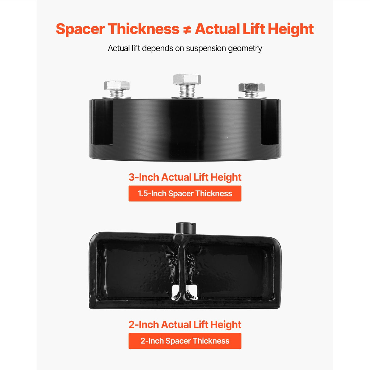 3 Inch Front and 2 Inch Rear Leveling Lift Kit for 2005-2021, 2022, 2023 Toyota Tacoma 2WD/4WD, Chassis Level Kit with 2 Front Strut Spacers, 2 Rear Lift Blocks, 4 U-Bolts, Suspension Level Kit