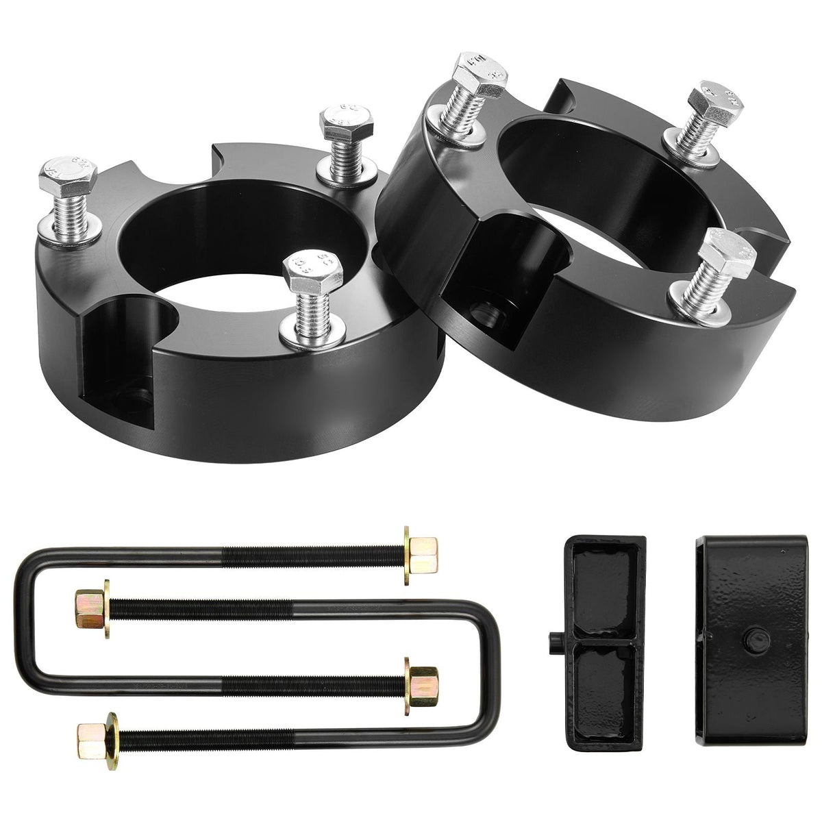 3 Inch Front and 2 Inch Rear Leveling Lift Kit for 2005-2021, 2022, 2023 Toyota Tacoma 2WD/4WD, Chassis Level Kit with 2 Front Strut Spacers, 2 Rear Lift Blocks, 4 U-Bolts, Suspension Level Kit