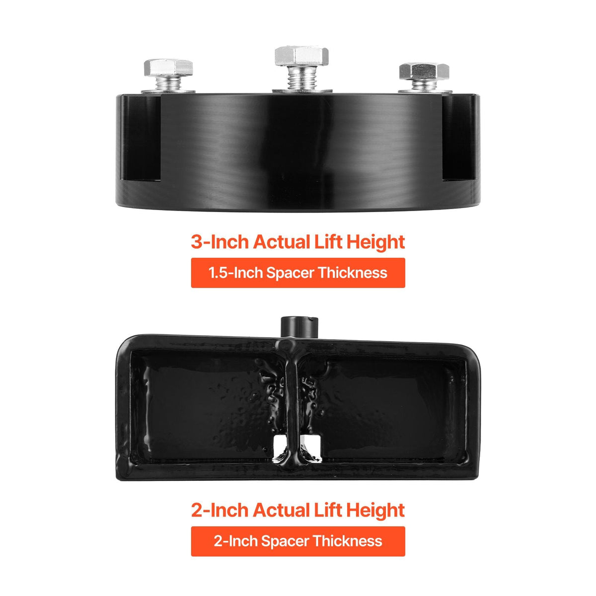 3 Inch Front and 2 Inch Rear Leveling Lift Kit for 2005-2021, 2022, 2023 Toyota Tacoma 2WD/4WD, Chassis Level Kit with 2 Front Strut Spacers, 2 Rear Lift Blocks, 4 U-Bolts, Suspension Level Kit