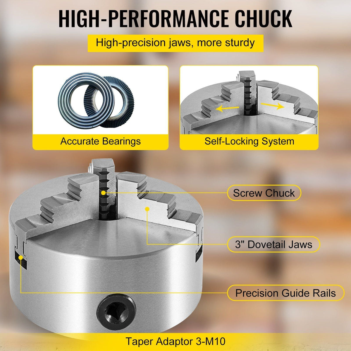 3 Jaw 8'' K11-200 Lathe Chuck Self Centering Reversible Hardened Steel 200mm