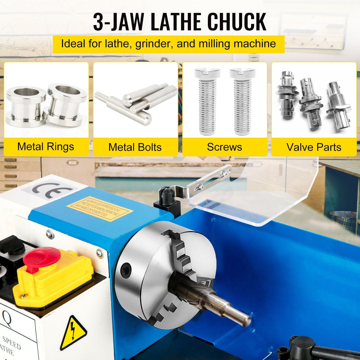 3 Jaw 8'' K11-200 Lathe Chuck Self Centering Reversible Hardened Steel 200mm