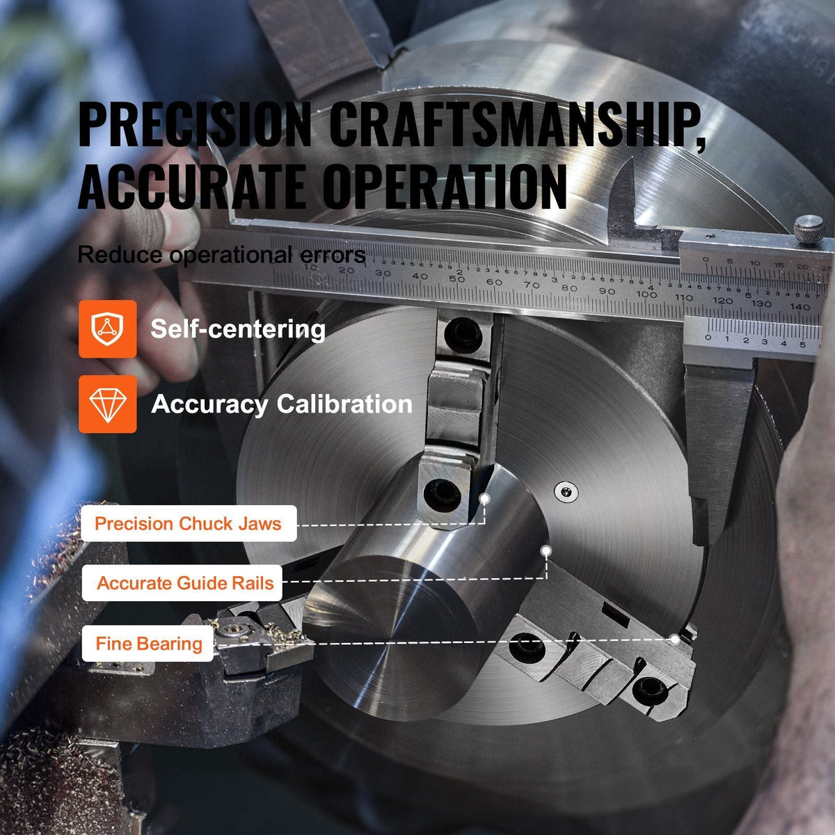 3-Jaw Lathe Chuck, 10'', Self-Centering Lathe Chuck, 0.24-9.84 in/6-250 mm Clamping Range with T-key Fixing Screws Hexagon Wrench, for Lathe 3D Printer Machining Center Milling Drilling Machine