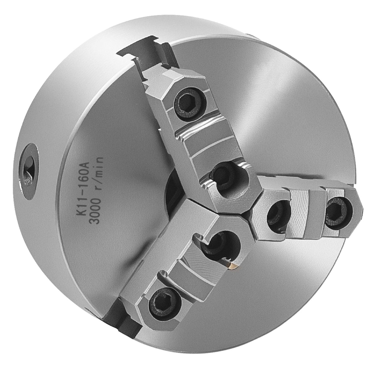 3-Jaw Lathe Chuck, 6 Inch (160 mm), Self-Centering Chuck with 1 1/2 in-8 Threaded Backing Plate, 0.12-5.71 in (3-145 mm) Clamping Range with T-wrench Screws, HT300 Material, for Wood Metal Lathe