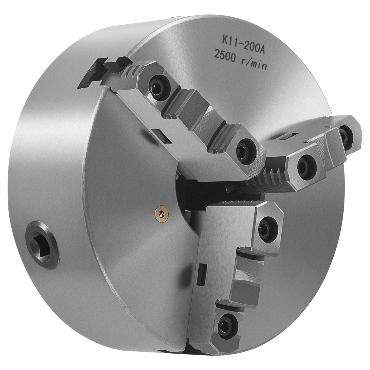 3-Jaw Lathe Chuck, 8 Inch (200 mm), Self-Centering Chuck with 2 1/4 in-8 Threaded Backing Plate, 0.16-7.87 in (4-200 mm) Clamping Range with T-wrench Screws, HT300 Material, for Wood Metal Lathe