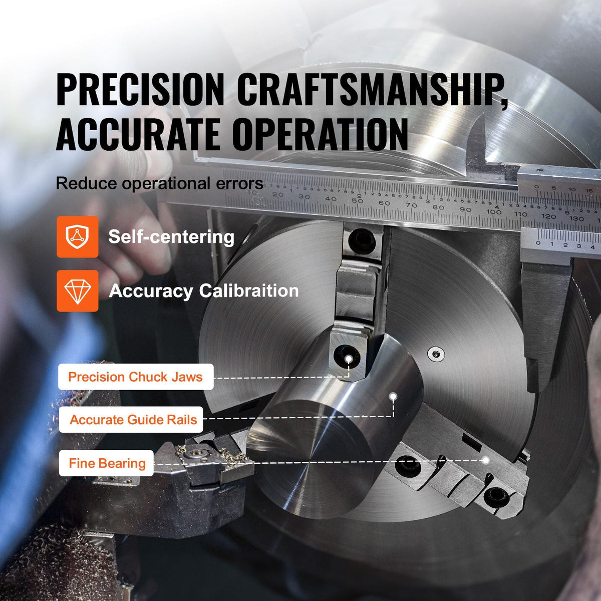 3-Jaw Lathe Chuck, 8'', Self-Centering Lathe Chuck, 0.16-8 in/4-200 mm Clamping Range with T-key Fixing Screws Hexagon Wrench, for Lathe 3D Printer Machining Center Milling Drilling Machine