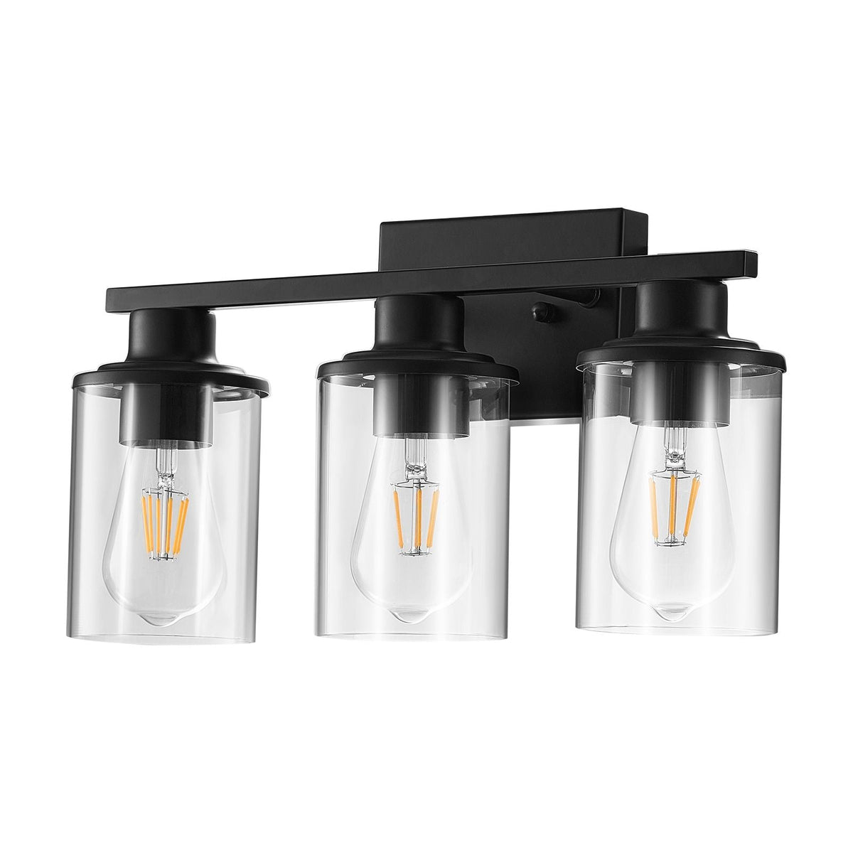 3-Light Bathroom Light Fixtures, Modern Vanity Light Fixture over Mirror, Bathroom Wall Sconce Lamp with Clear Glass Shade, E26 Ceramic Socket for Bedroom Living Room Hallway (Bulb Not Included)