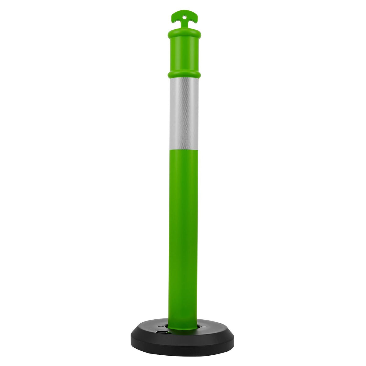 3 Pack Traffic Delineator Posts, 48 inches Traffic Safety Cones with Fillable Base and Reflective Strips, Heavy Duty Delineator Posts for Construction Site, Parking Lot, Crowd Control, Green