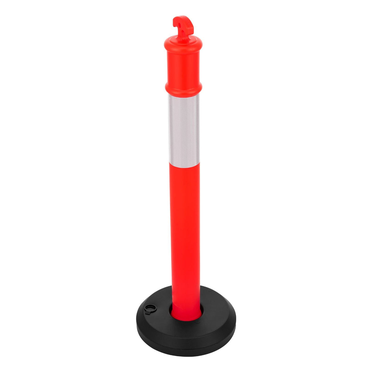 3 Pack Traffic Delineator Posts, 48 inches Traffic Safety Cones with Fillable Base and Reflective Strips, Heavy Duty Delineator Posts for Construction Site, Parking Lot, Crowd Control, Red