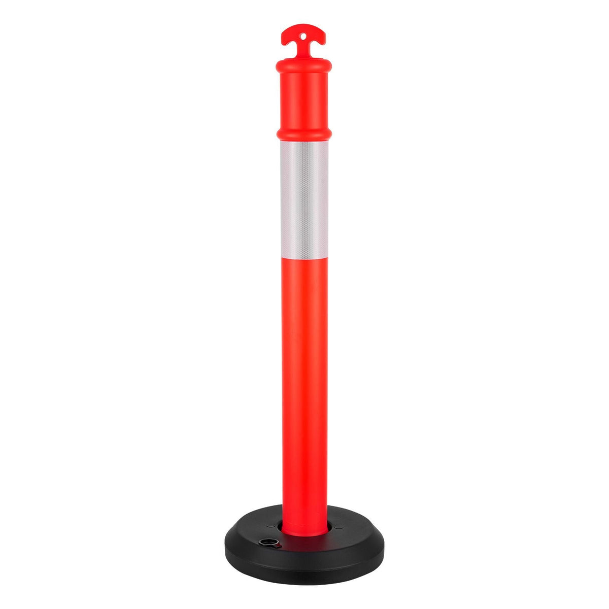 3 Pack Traffic Delineator Posts, 48 inches Traffic Safety Cones with Fillable Base and Reflective Strips, Heavy Duty Delineator Posts for Construction Site, Parking Lot, Crowd Control, Red