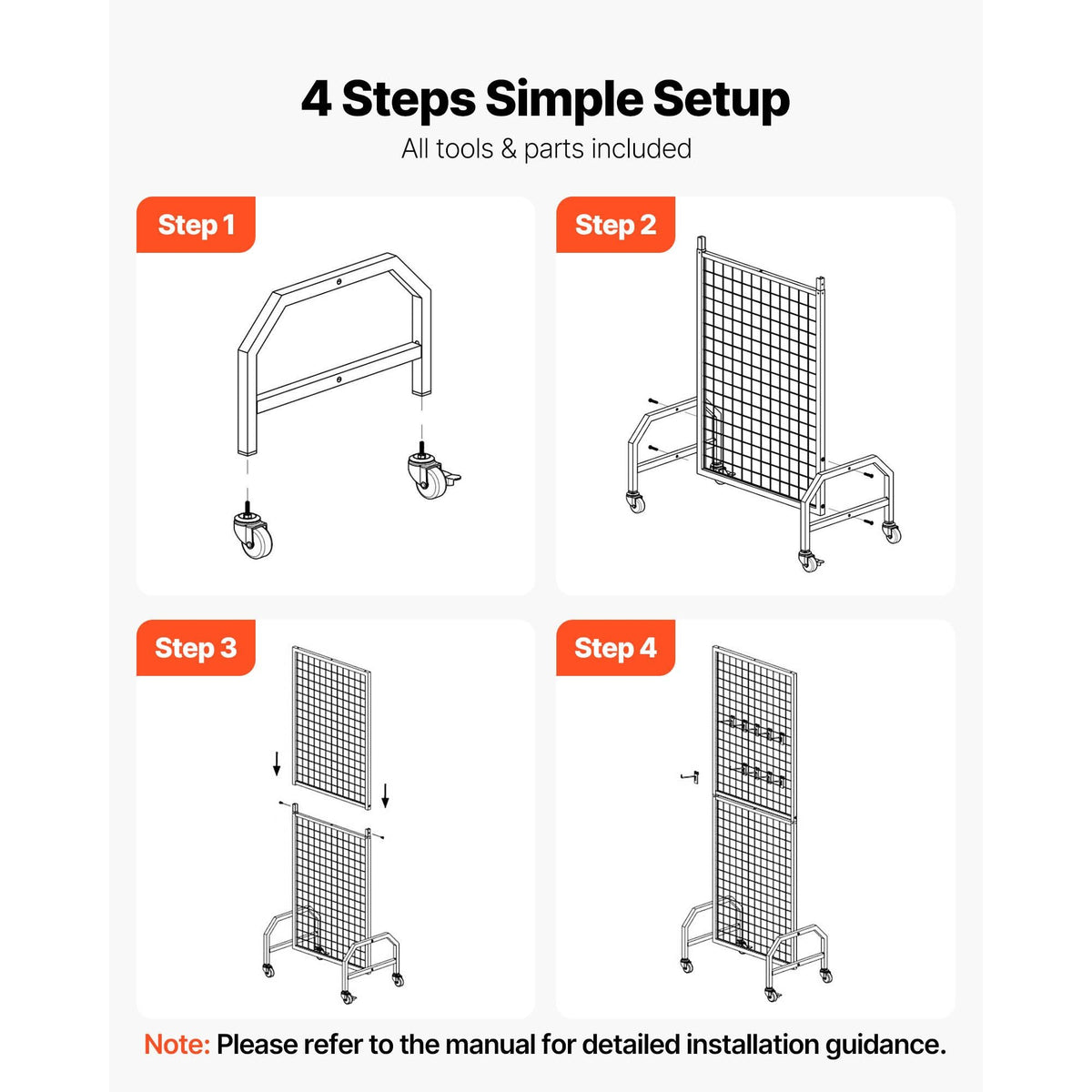 3 Packs Grid Wall Panels, 1.9 x 5.4 ft Wire Grid Panels Display Rack, Movable Art Display Shelf with Wheels and 30 Hooks, Black Carbon Steel Gridwall for Craft Show, Decor, Storage, Notice Board