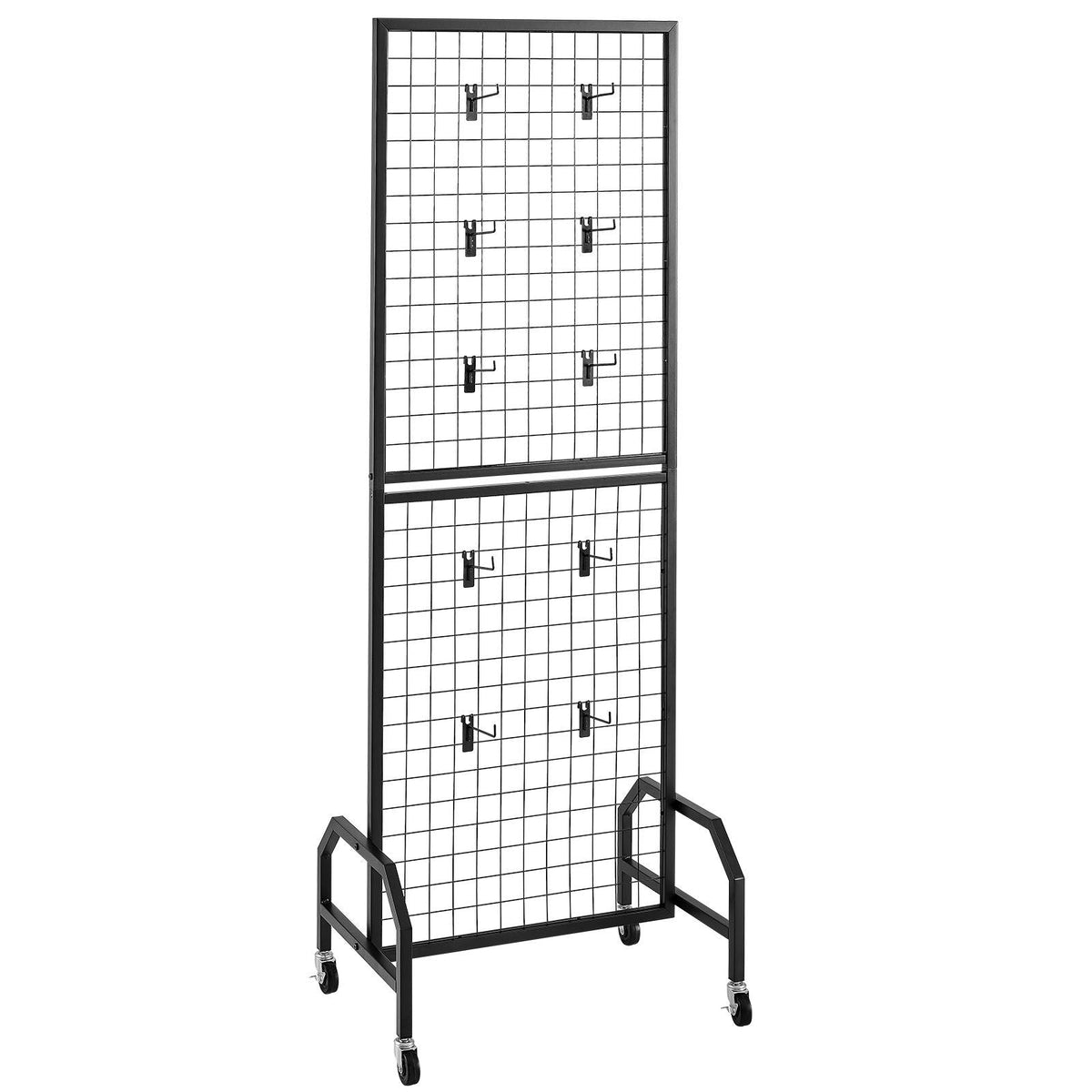 3 Packs Grid Wall Panels, 1.9 x 5.4 ft Wire Grid Panels Display Rack, Movable Art Display Shelf with Wheels and 30 Hooks, Black Carbon Steel Gridwall for Craft Show, Decor, Storage, Notice Board