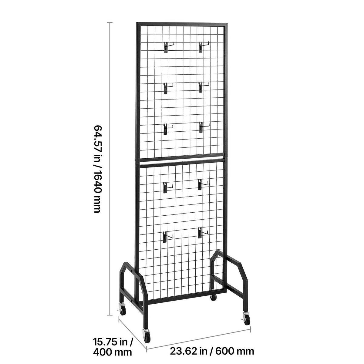 3 Packs Grid Wall Panels, 1.9 x 5.4 ft Wire Grid Panels Display Rack, Movable Art Display Shelf with Wheels and 30 Hooks, Black Carbon Steel Gridwall for Craft Show, Decor, Storage, Notice Board