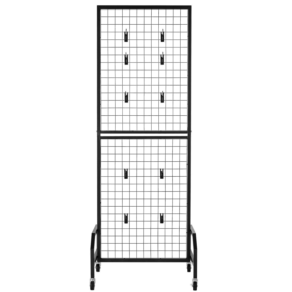 3 Packs Grid Wall Panels, 1.9 x 5.4 ft Wire Grid Panels Display Rack, Movable Art Display Shelf with Wheels and 30 Hooks, Black Carbon Steel Gridwall for Craft Show, Decor, Storage, Notice Board