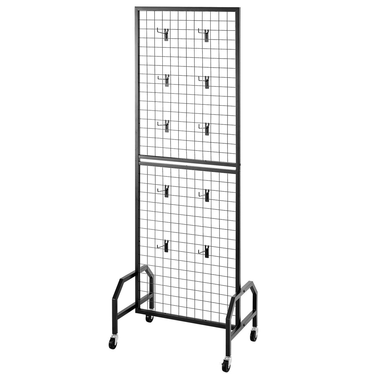 3 Packs Grid Wall Panels, 1.9 x 5.4 ft Wire Grid Panels Display Rack, Movable Art Display Shelf with Wheels and 30 Hooks, Black Carbon Steel Gridwall for Craft Show, Decor, Storage, Notice Board