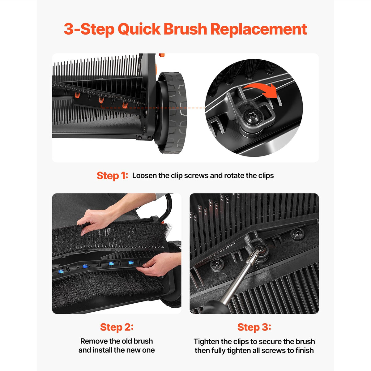 3 Packs Lawn Sweeper Brush Replacement, Compatible with 26 in Lawn & Leaf Collector Sweepers, Yard Sweeper Brush Paddle with Durable V-Shaped Bristles for Easy Grass Leaf Cleanup