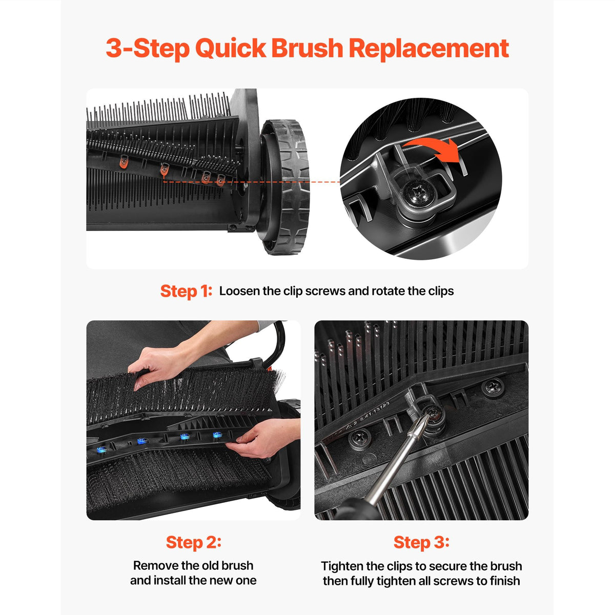 3 Packs Lawn Sweeper Brush Replacement, Compatible with 30 in Lawn & Leaf Collector Sweepers, Yard Sweeper Brush Paddle with Durable V-Shaped Bristles for Easy Grass Leaf Cleanup