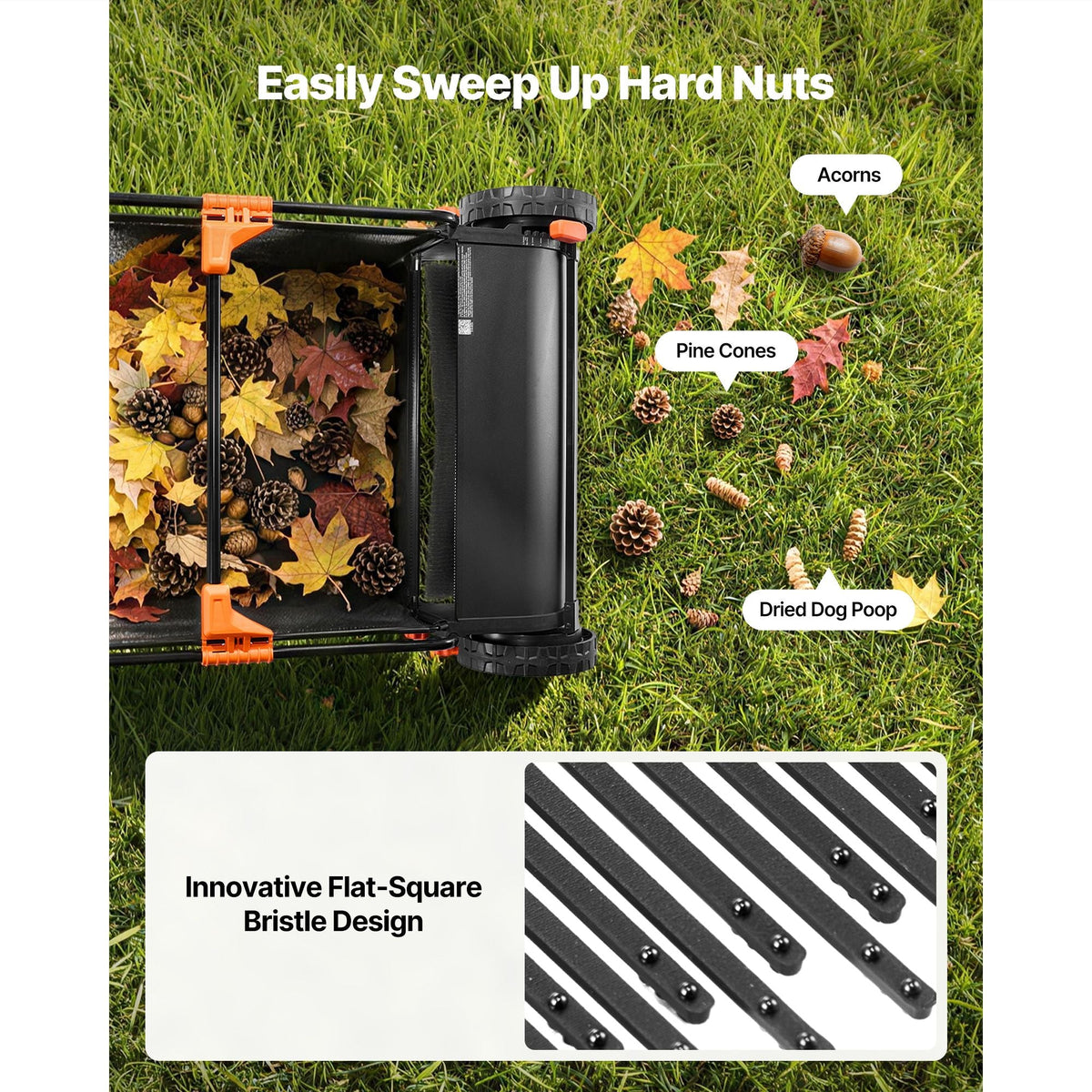 3 Packs Lawn Sweeper Brush Replacement, Compatible with 30 in Lawn & Leaf Collector Sweepers, Yard Sweeper Brush Paddle with Durable V-Shaped Bristles for Easy Grass Leaf Cleanup