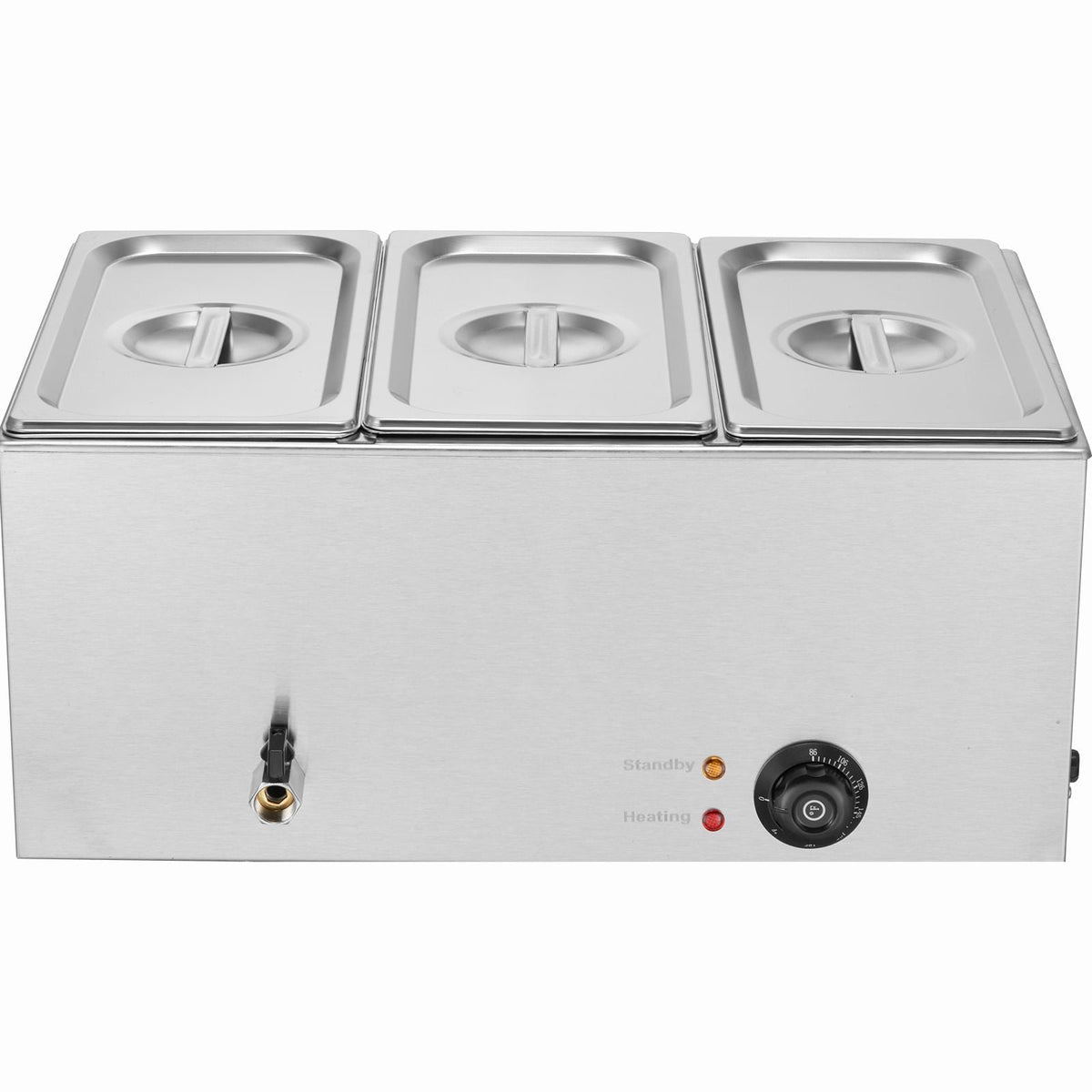 3-Pan Commercial Food Warmer, 17.4QT Electric Steam Table, 1200W Professional Countertop Stainless Steel Buffet Bain Marie with 86-185 Fahrenheit Temp Control, Silver