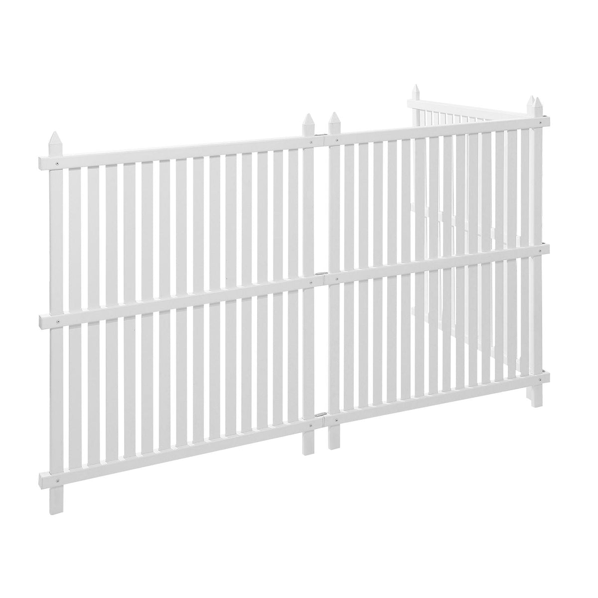 3 Panels Outdoor Privacy Screen, 36 x 45 in Air Conditioner Fence with 19.7 in Ground Stakes, Pool Equipment Enclosure, Strip Vinyl Privacy Fence, Ideal for Trash Can and A/C Units, White