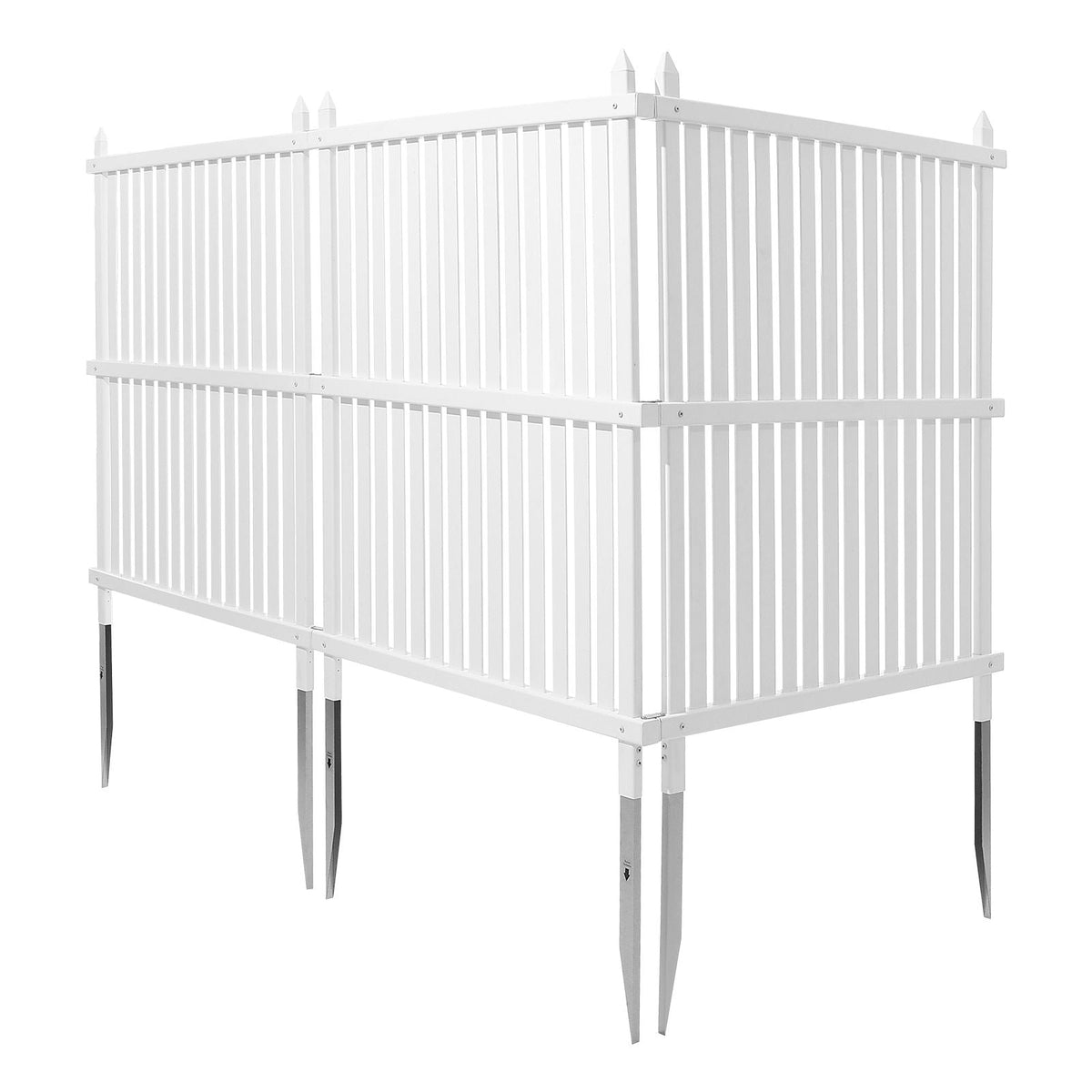 3 Panels Outdoor Privacy Screen, 36 x 45 in Air Conditioner Fence with 19.7 in Ground Stakes, Pool Equipment Enclosure, Strip Vinyl Privacy Fence, Ideal for Trash Can and A/C Units, White