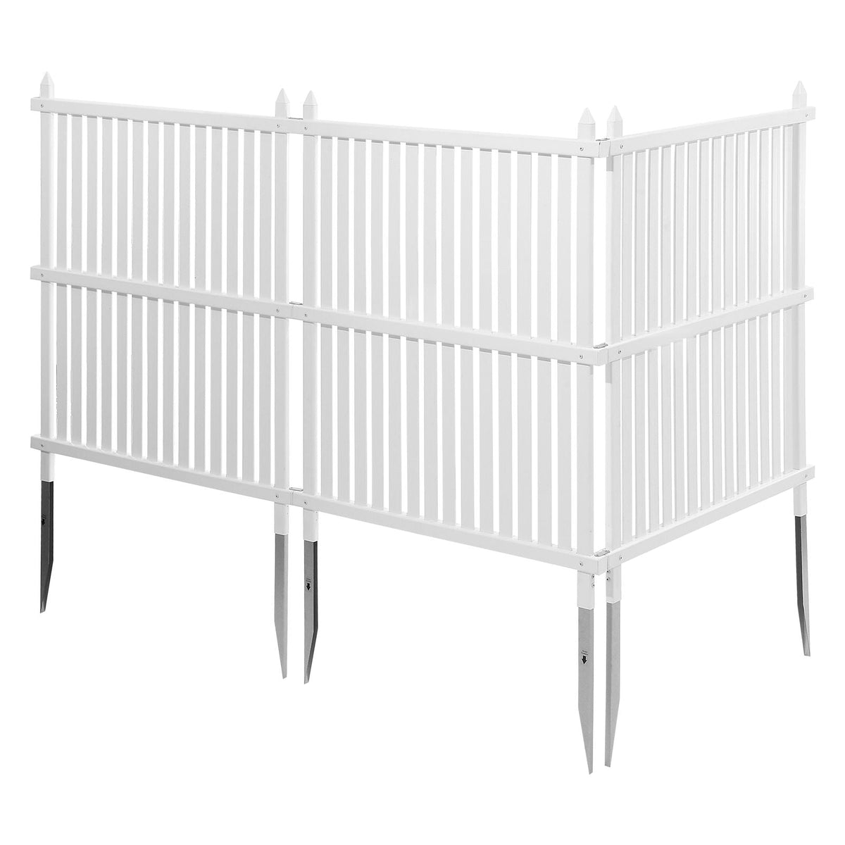 3 Panels Outdoor Privacy Screen, 36 x 45 in Air Conditioner Fence with 19.7 in Ground Stakes, Pool Equipment Enclosure, Strip Vinyl Privacy Fence, Ideal for Trash Can and A/C Units, White