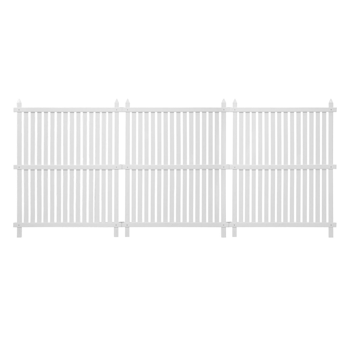 3 Panels Outdoor Privacy Screen, 36 x 45 in Air Conditioner Fence with 19.7 in Ground Stakes, Pool Equipment Enclosure, Strip Vinyl Privacy Fence, Ideal for Trash Can and A/C Units, White