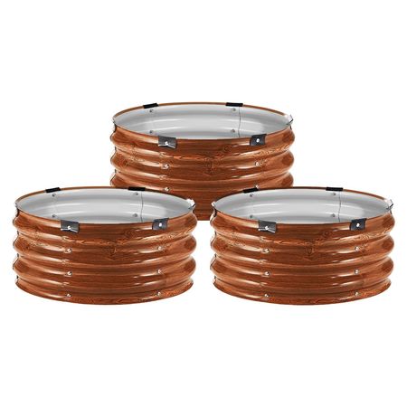 3 Pcs 2x2x1ft Galvanized Raised Garden Bed Kit, Outdoor Metal Round Raised Beds For Gardening Vegetables, Easy Assembly Garden Planter Box For Flowers Fruits With Open Base