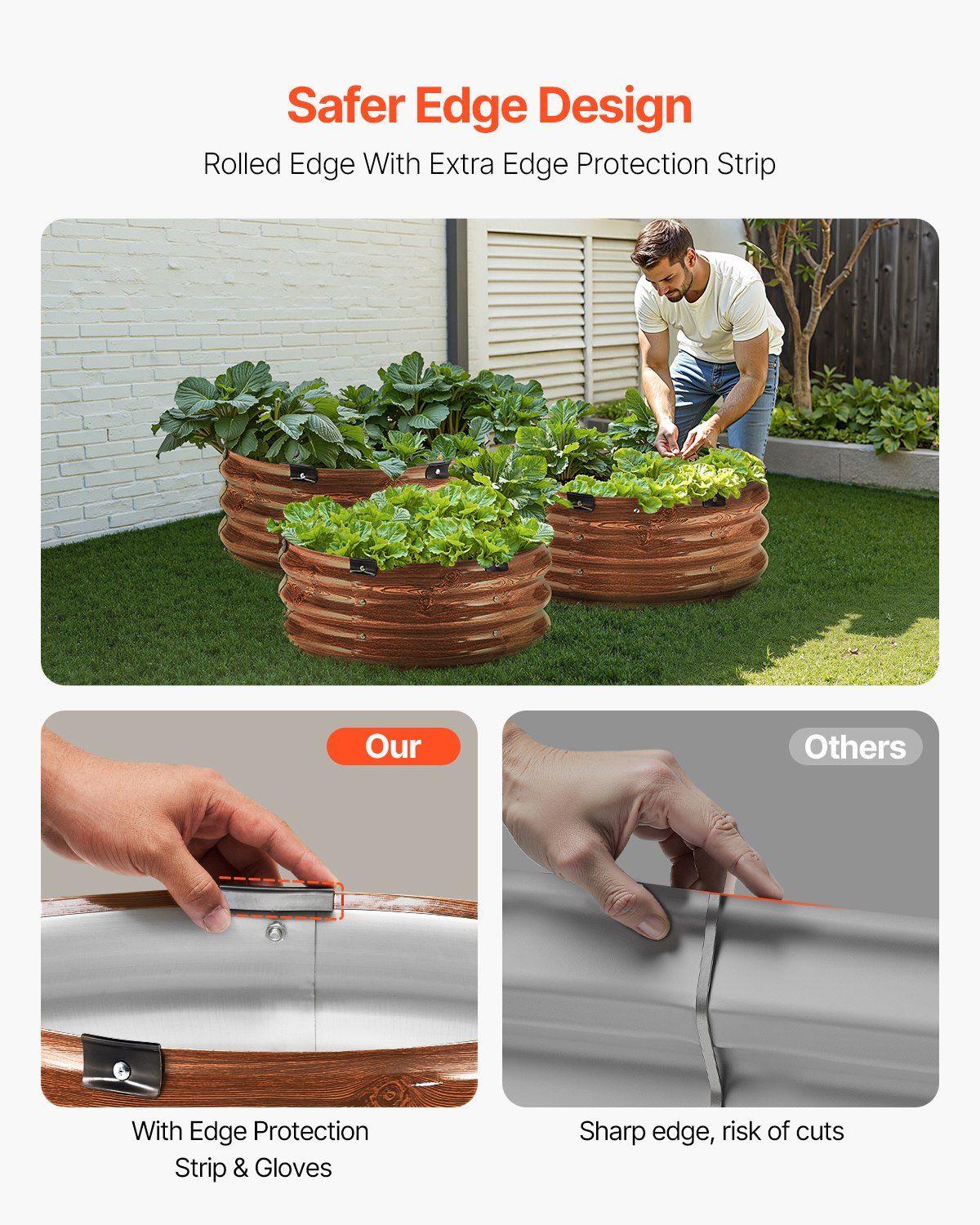 3 Pcs 2x2x1ft Galvanized Raised Garden Bed Kit, Outdoor Metal Round Raised Beds For Gardening Vegetables, Easy Assembly Garden Planter Box For Flowers Fruits With Open Base