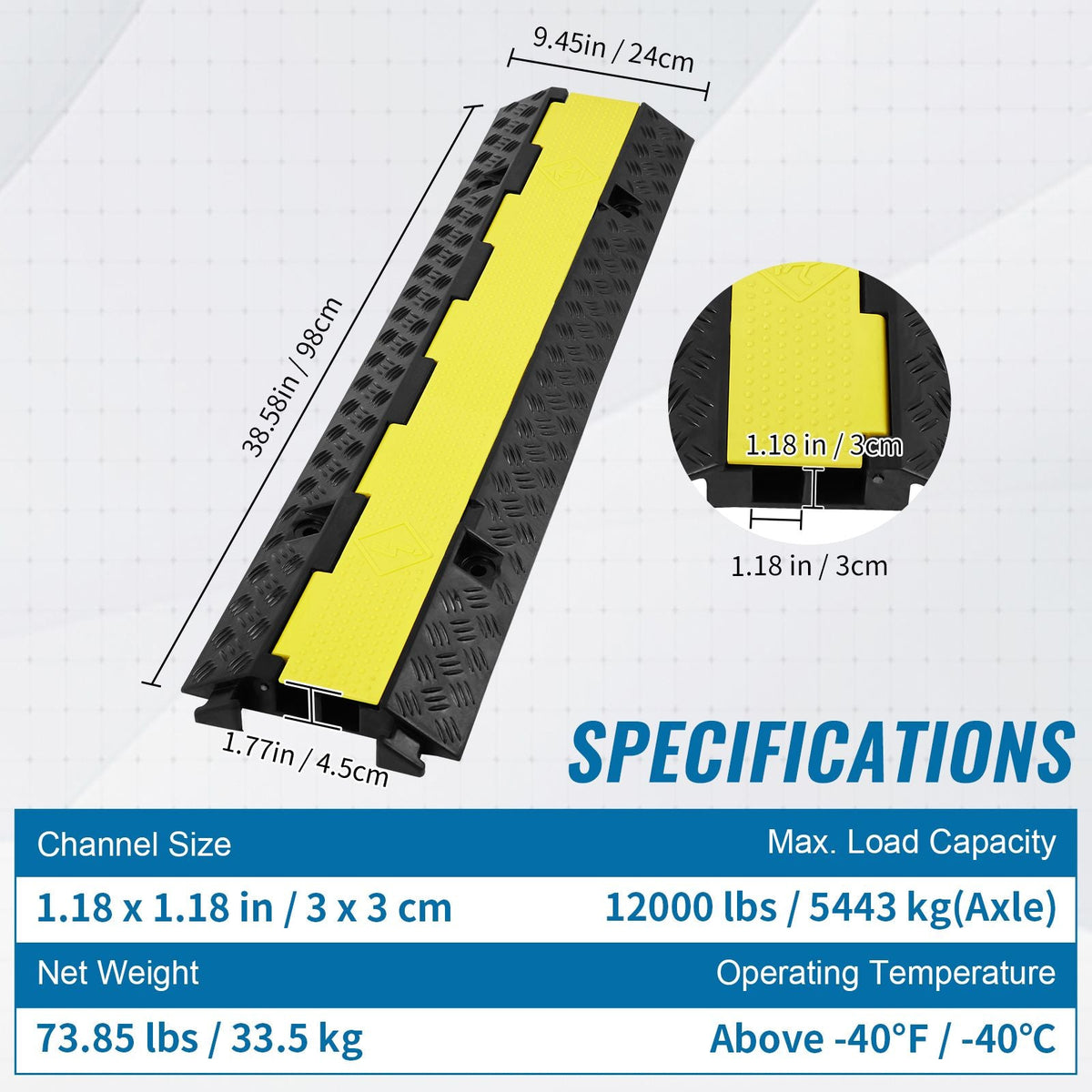 3 PCs Cable Protector Ramp 2 Channel 12000 lbs Load Wire Cable Cover Ramp
