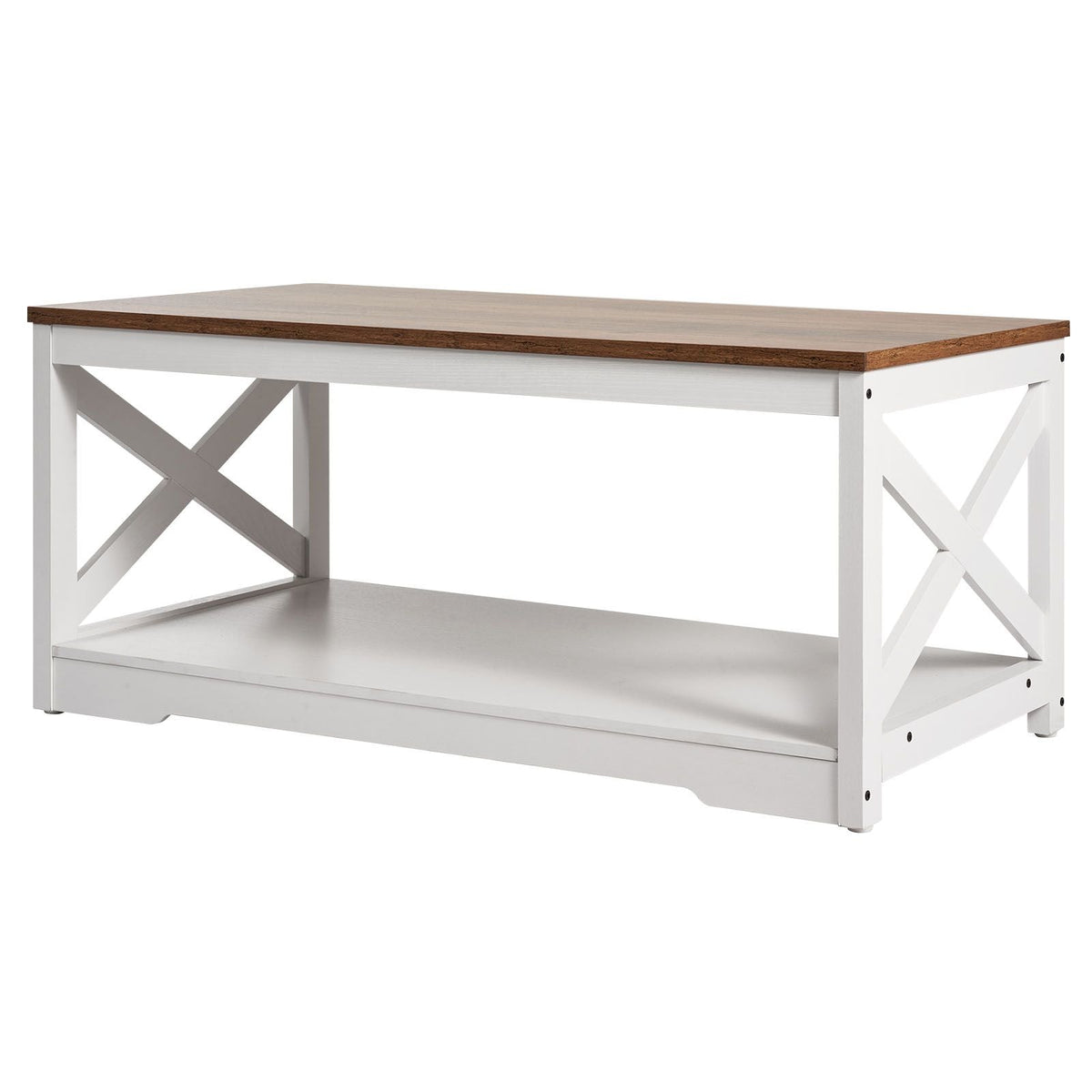 3 Pieces Farmhouse Coffee Table Sets, 40 in Industrial Coffee Table with 2 End Side Tables, Easy Assembly Coffee and End Tables Sets with Charging Station, for Office, Living Room & Apartment